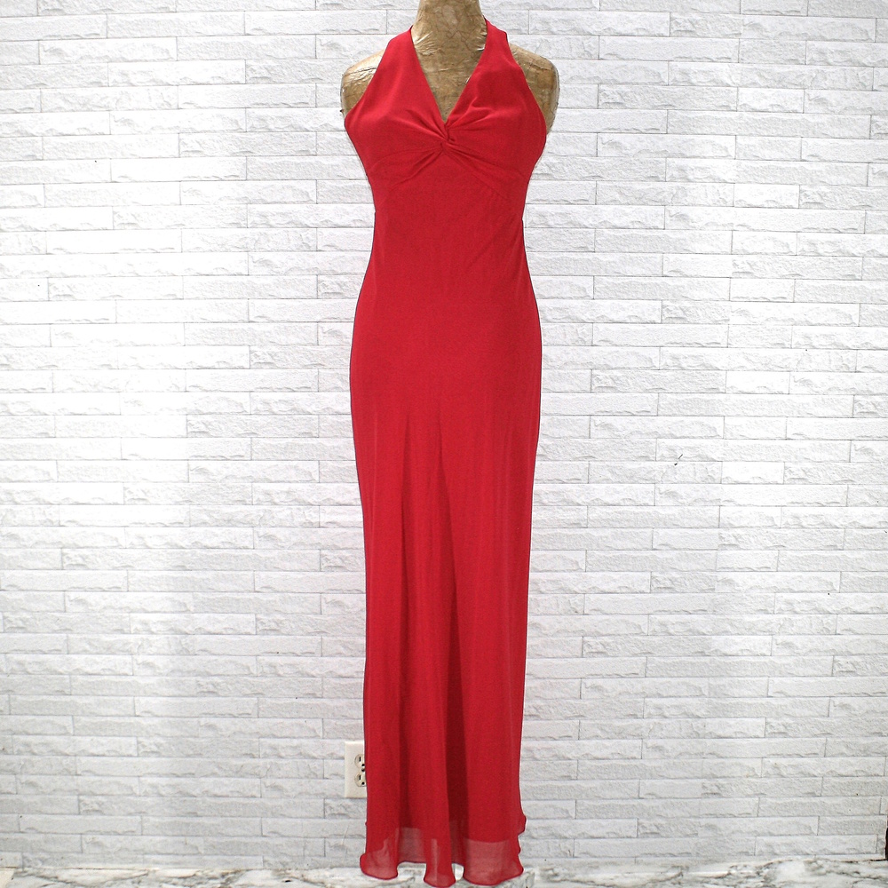 LEGENDS Dress Halter Gown Formal Elegant Sexy Chiffon Prom Cocktail Party Red 2